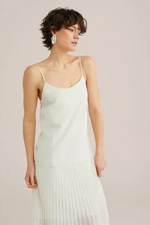 WE Fashion WE STUDIO zomerjurk ecru
