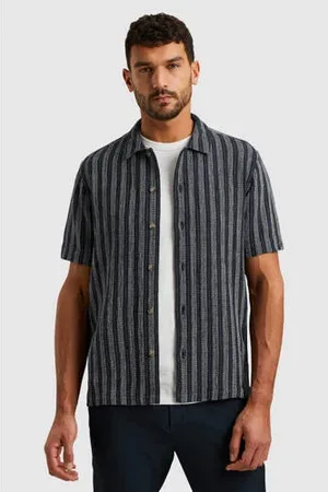 Cast Iron Slim overshirt met textuur donkerblauw