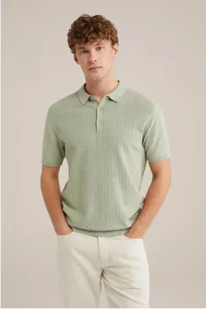 WE Fashion Regular polo fijn gebreid lichtgroen
