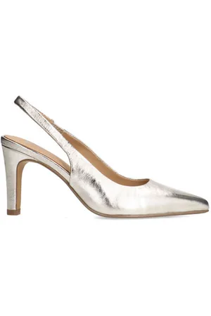 Manfield Leren slingback pumps