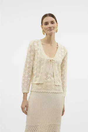 VERO MODA Crochet vest ecru