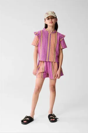 SHOEBY Blousetop paars ajour