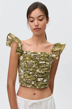 MANGO Cropped top olijfgroen