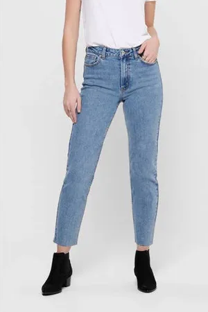 ONLY Cropped high waist straight leg jeans ONLEMILY