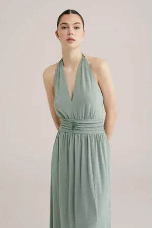 WE Fashion Galajurk met lurex lichtgroen