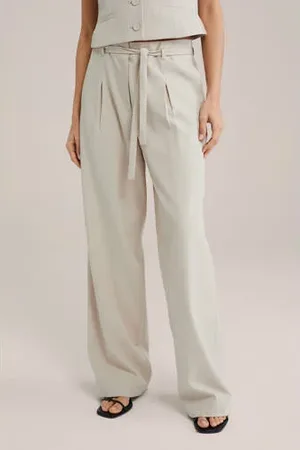WE Fashion Regular waist pantalon zand