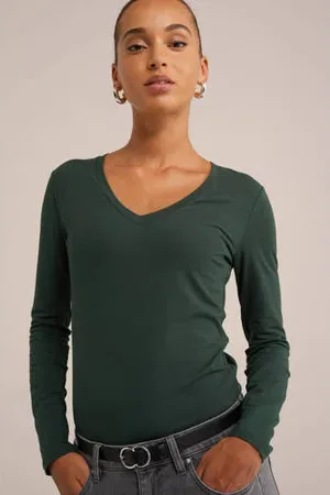 WE Fashion WE Fundamentals longsleeve donkergroen
