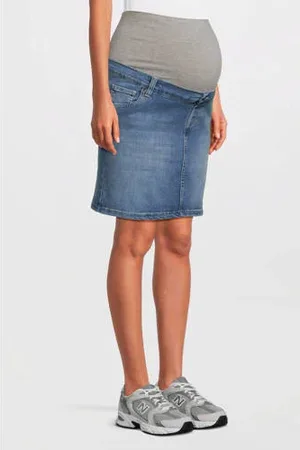 Love2wait Zwangerschaps spijkerrok medium blue denim