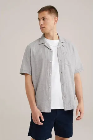 WE Fashion Linnen casual overhemd grijs