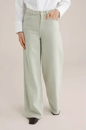 WE Fashion WE STUDIO high waist wide leg jeans lichtgrijs