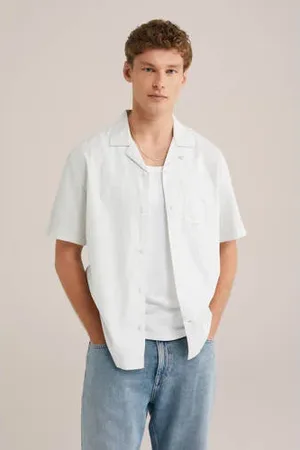 WE Fashion Linnen casual overhemd wit
