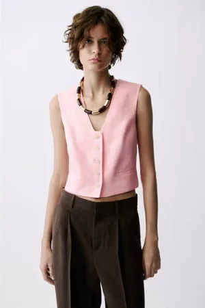 MANGO Linnen gilet