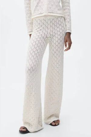 MANGO Straight high waist broek crochet