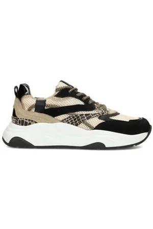 PS Poelman Leren sneakers beige/zwart