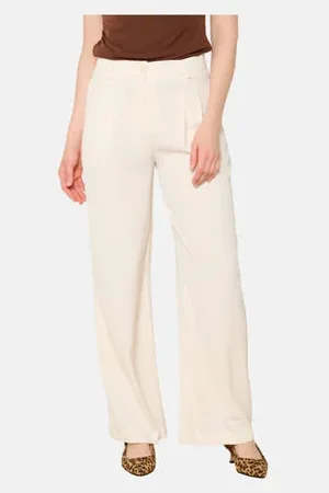 LolaLiza Wide leg high waist broek ecru