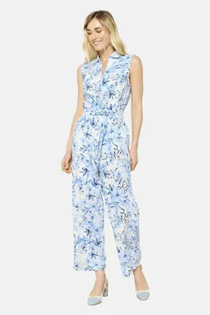 LolaLiza Linnen jumpsuit blauw