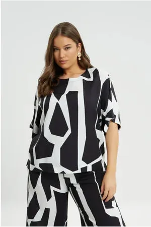 Mat Fashion Blousetop zwart