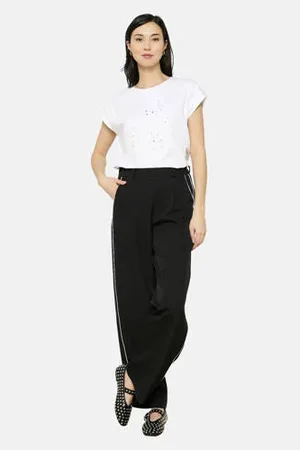 LolaLiza Wide leg high waist casual broek zwart