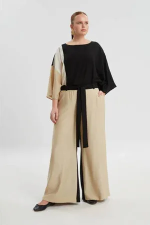 Mat Fashion Wide leg regular waist broek zwart