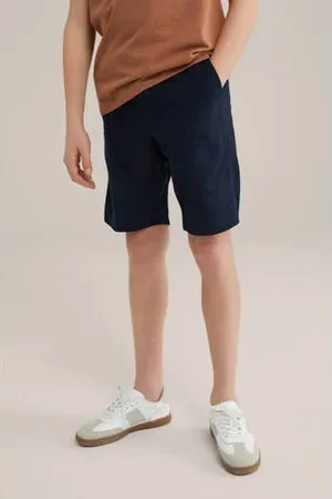 WE Fashion Straight chino short donkerblauw