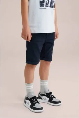 WE Fashion Slim denim short donkerblauw