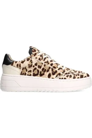 Manfield Suède sneakers met panterprint /bruin