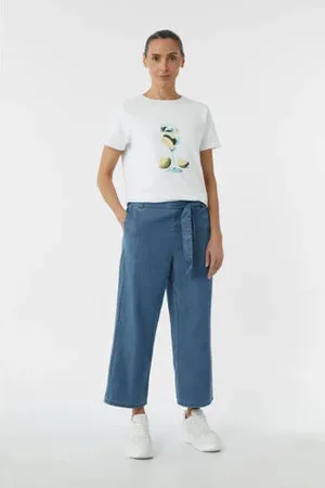 Comma, Wide leg regular waist paperbag broek