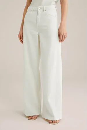 WE Fashion WE STUDIO high waist wide leg jeans ecru