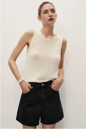 MANGO Denim straight regular waist denim short
