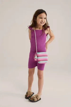 WE Fashion Mouwloze top rib gebreid