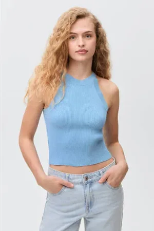 MANGO Cropped top rib gebreid