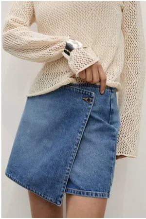 MANGO Denim regular waist denim short medium blue denim