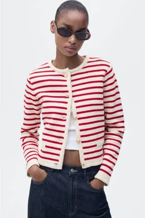 MANGO Gebreid vest rood
