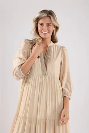 NUKUS Maxi jurk beige
