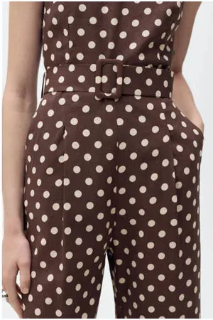 MANGO Linnen wide leg jumpsuit