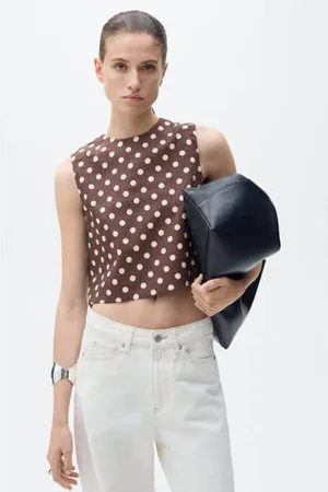 MANGO Linnen cropped top