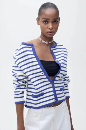 MANGO Gebreid vest blauw