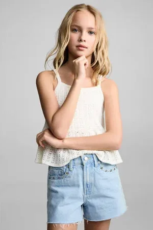 MANGO Denim denim short light blue denim
