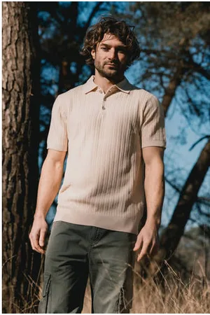 Kultivate Slim polo gebreid