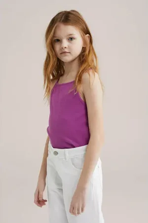 WE Fashion Mouwloze top rib gebreid