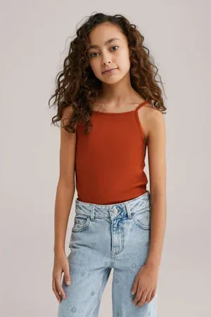 WE Fashion Mouwloze top rib gebreid