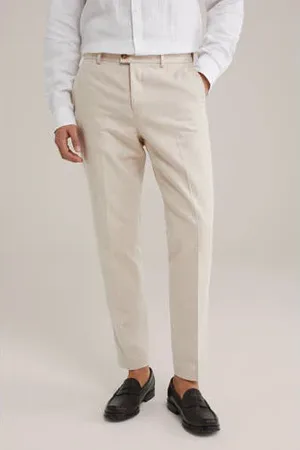 WE Fashion Linnen slim pantalon beige
