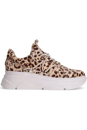 Sacha Leren sneakers beige/zwart