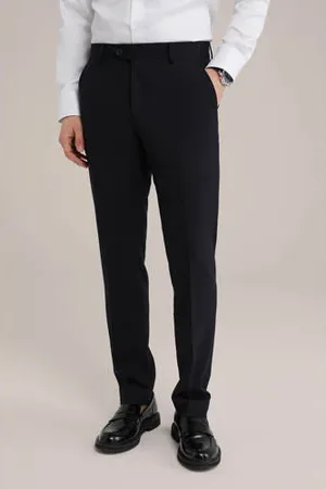 WE Fashion Wollen slim pantalon zwart