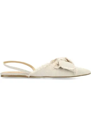 Sacha Denim slingback loafers ecru