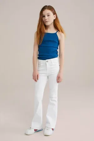 WE Fashion Mouwloze top rib gebreid