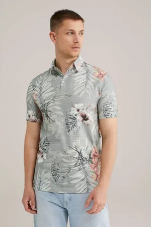 WE Fashion Slim polo grijsblauw