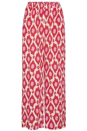 VILA Wide leg high waist casual broek rood