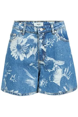 Object Denim regular high waist denim short medium blue denim