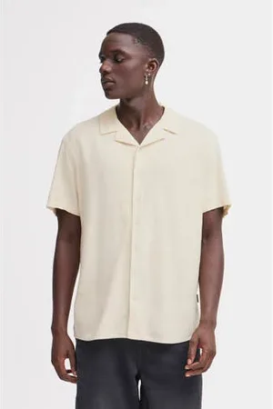 Blend Linnen casual overhemd zand